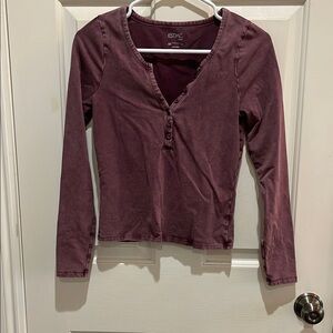 Women's Burgundy Long Sleeve Top